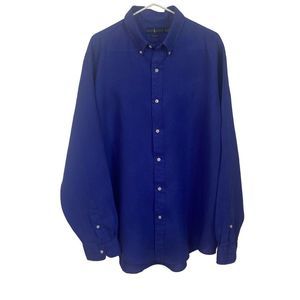 Ralph Lauren Classic Fit Royal Blue Button Down Dress Shirt Size XL